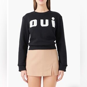 Endless Rose Oui Imitiation Pearl Embellished Cotton Sweatshirt